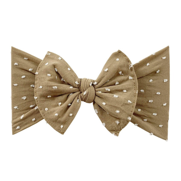 patterned-shabby-knot-mocha-dot Baby Bling Bows clips headbands - Sophia's StylePATTERNED SHABBY KNOT-